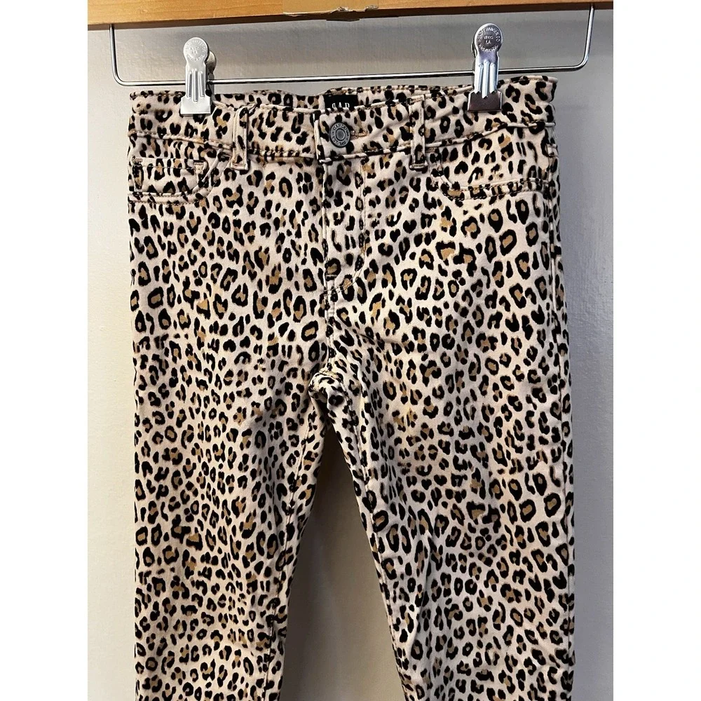 GAP Girls Kids Size 10 Pants Chinos Animal Print Adjustable Waist Stretch